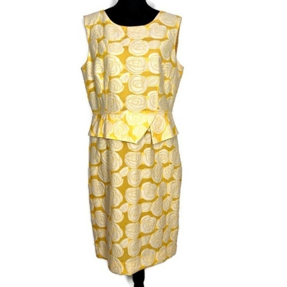 Antonio Melani yellow roses peplum Jackie O Party 40s 50s 60s dress size 0 - Picture 7 of 8